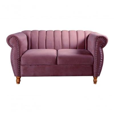 Sofá Realeza 2 Lugares 146CM Roxo Veludo Clássico Bella Decor