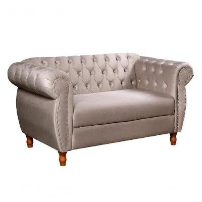 Sofá Nobreza 2 Lugares Fixo 153CM Caramelo Veludo Bella Decor