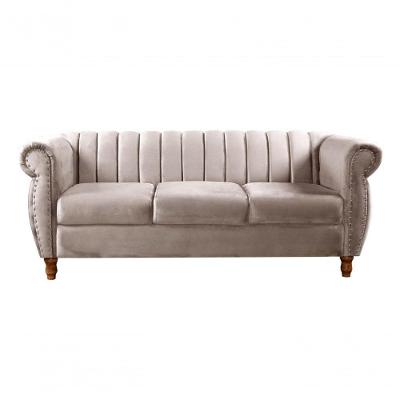 Sofá Realeza 3 Lugares 196CM Caramelo Veludo Bella Decor Clássico