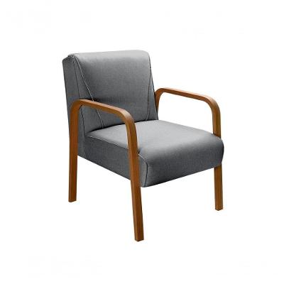 Poltrona Anita Decorativa com Pés Retos Madeira Linho Espuma D26 Cinza Bella Decor