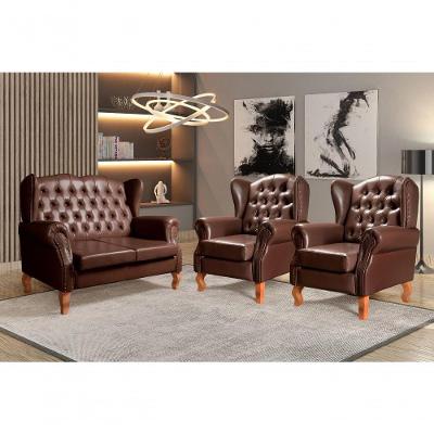 Conjunto de Sofás Imperador 4 Lugares Couríssimo Café Bella Decor