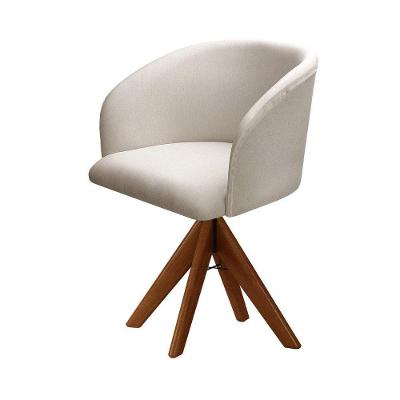 Poltrona Atenas Giratória Suede Espuma D26 Linho Bege Bella Decor