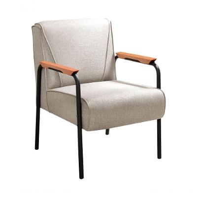 Poltrona Jade Linho com Braços de Metal Espuma D26 Bege Bella Decor