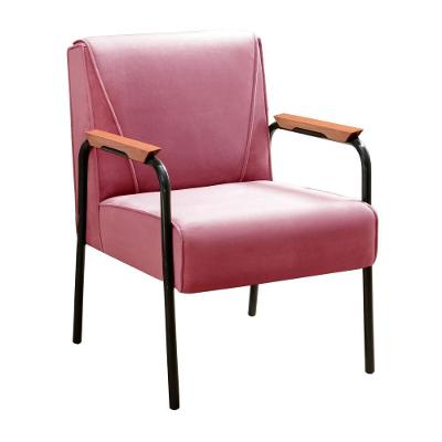 Poltrona Jade Suede com Braços de Metal Rosa 280 Bella Decor