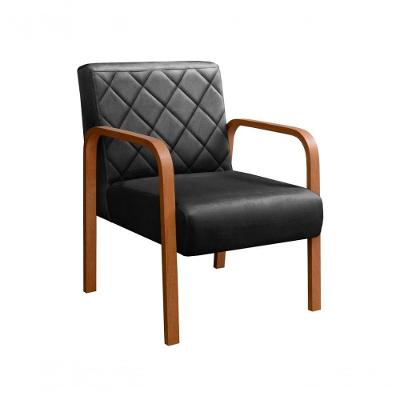 Poltrona Lara Veludo Ergonômica Costura Matelassê Preto Bella Decor