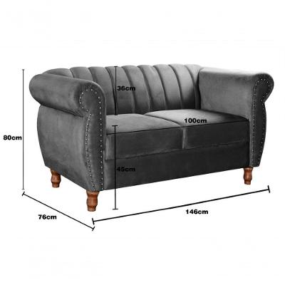 Conjunto Sofás Realeza 2 e 3 Lugares Veludo Cinza Bella Decor