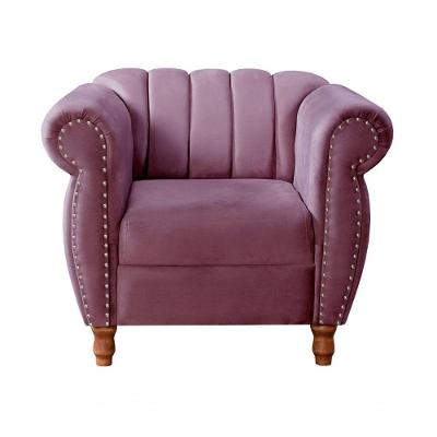 Poltrona Realeza Veludo Pés Torneados Espuma D28 Roxo Bella Decor