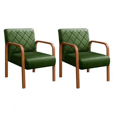 Kit 2 Poltronas Lara Veludo Pés Palito Ergonômicas Verde 270 Bella Decor