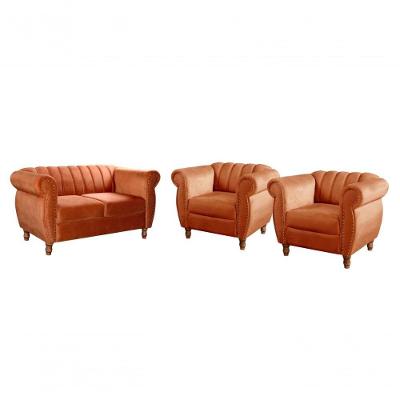 Conjunto de Sofás Realeza 4 Lugares Veludo Terracota Bella Decor