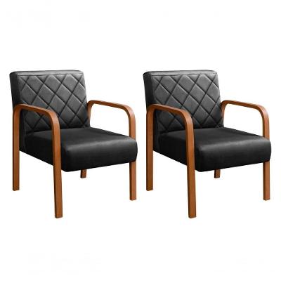 Kit 2 Poltronas Lara Veludo Pés Palito Ergonômica Preto 410 Bella Decor