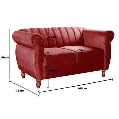 Conjunto Sofá Realeza 2 e 3 Lugares Fixo Bordô Suede Bella Decor