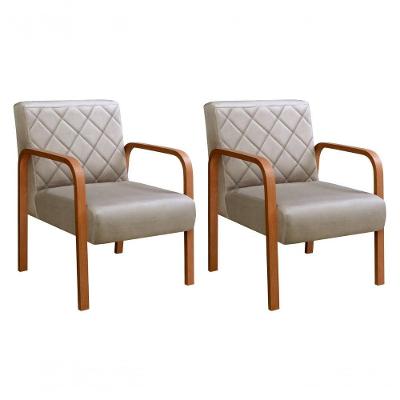 Kit 2 Poltronas Lara Veludo Pés Palito Ergonômicas Capuccino 250 Bella Decor