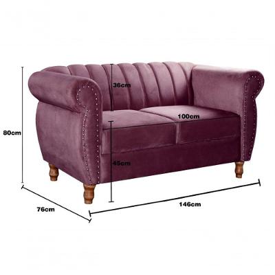 Conjunto Sofás Realeza 2 e 3 Lugares Veludo Roxo Bella Decor