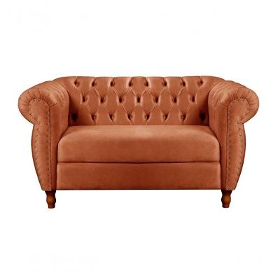 Sofá Nobreza 2 Lugares Fixo 153CM Terracota Veludo Bella Decor