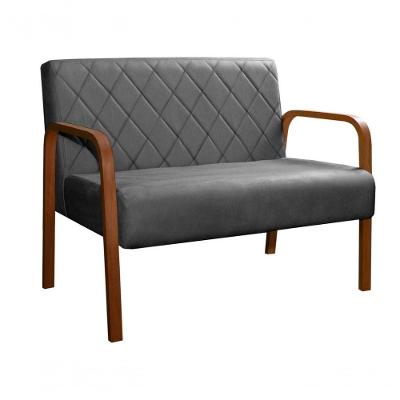 Sofá Namoradeira Lara 2 Lugares Fixo 108CM Cinza Veludo Bella Decor