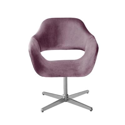 Poltrona Zara Giratória Base de Metal Veludo Roxo Bella Decor