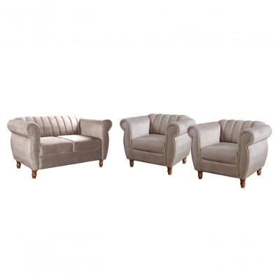 Sofá Realeza 4 Lugares 250CM Caramelo Veludo Fixo Bella Decor