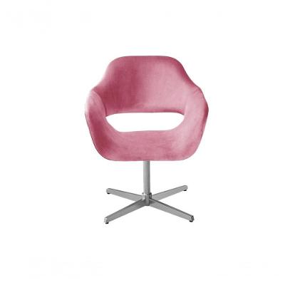 Poltrona Zara Giratória Base Metal Suede Rosa 280 Bella Decor