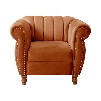 Poltrona Realeza Veludo Pés Torneados Espuma D28 Terracota 400 Bella Decor