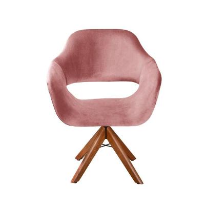 Poltrona Zara Giratória em Veludo com Base de Madeira Rosê Bella Decor