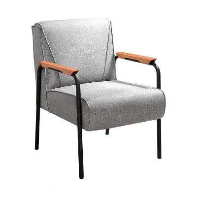 Poltrona Jade em Linho com Braços de Metal Cinza 320 Bella Decor