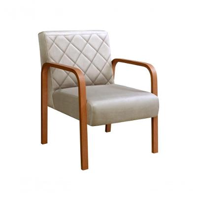 Poltrona Lara Suede com Costura Matelassê Ergonômica Bege 080 Bella Decor