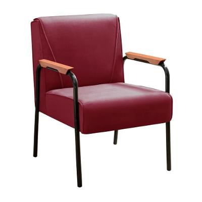 Poltrona Jade Decorativa para Sala de Estar Suede com Braços de Metal Bordô Bella Decor