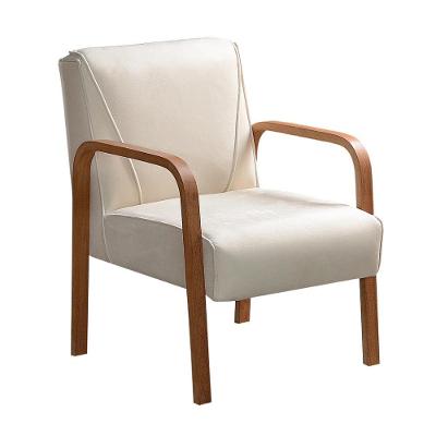 Poltrona Anita Suede com Pés de Madeira Espuma D26 Bege Bella Decor