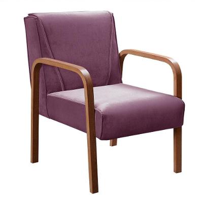 Poltrona Anita Decorativa Veludo com Pés Reto Confortável Roxo Bella Decor