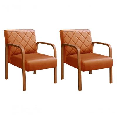 Kit 2 Poltronas Lara Veludo Pés Palito Ergonômicas Terracota 400 Bella Decor