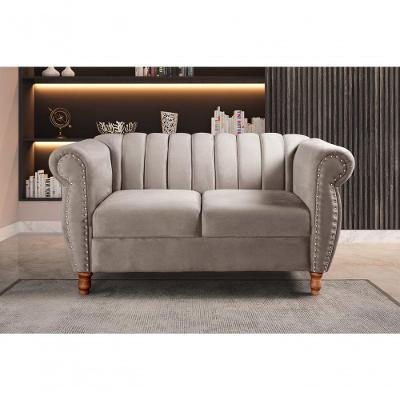 Conjunto Sofás Realeza 2 e 3 Lugares 196CM Veludo Capuccino Bella Decor