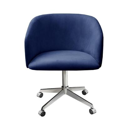 Poltrona Atenas Giratória com Rodinhas Veludo Azul 210 Bella Decor