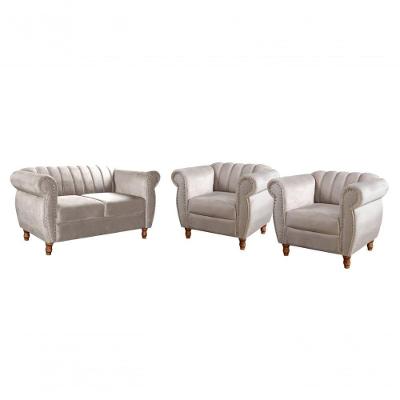 Sofá Realeza 4 Lugares Fixo 146CM Suede Bege 080 Bella Decor