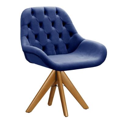 Poltrona Lua Capitonê Giratória em Veludo Azul 210 Bella Decor