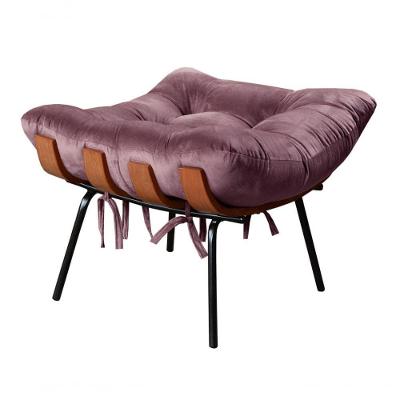 Puff Costela Formato Retangular Assento Fibra Siliconada Veludo Roxo 380 Bella Decor