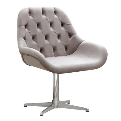 Poltrona Lua Capitonê Giratória Metal Veludo Capuccino 250 Bella Decor
