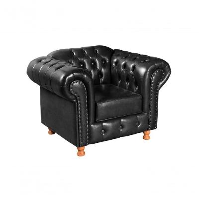 Poltrona Luis XV Couríssimo Pés Torneados Molas Ensacadas Preto Bella Decor