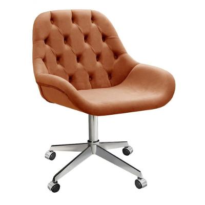 Poltrona Lua Capitonê Giratória Rodízios Veludo Terracota 400 Bella Decor