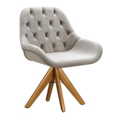 Poltrona Lua Capitonê Giratória Suede Espuma D26 Bege Bella Decor