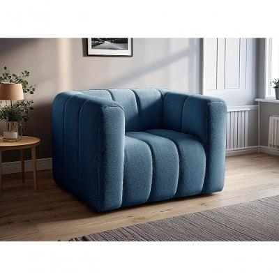 Poltrona Mona Linho Encosto Alto Confortável Azul 330 Bella Decor