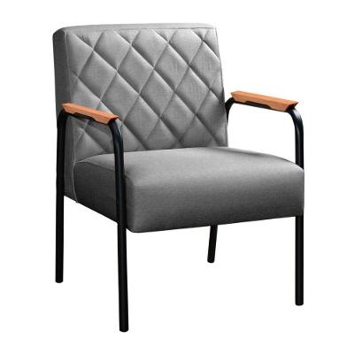 Poltrona Ludmilla Linho Matelassê Pés em Metal Cinza Bella Decor
