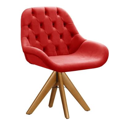 Poltrona Lua Capitonê Giratória Suede com Espuma D26 Vermelho Bella Decor