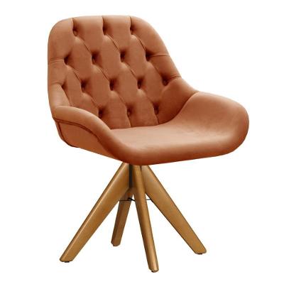 Poltrona Lua Capitonê Giratória Veludo Terracota Bella Decor
