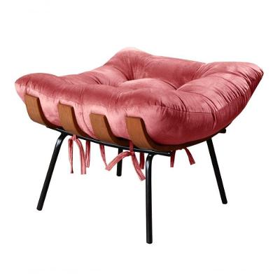 Puff Costela Suede Rosa 280 Pés Retos de Madeira Bella Decor