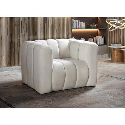 Poltrona Mona Decorativa para Sala de Estar Linho com Espuma D28 Bouclê Bege 500 Bella Decor