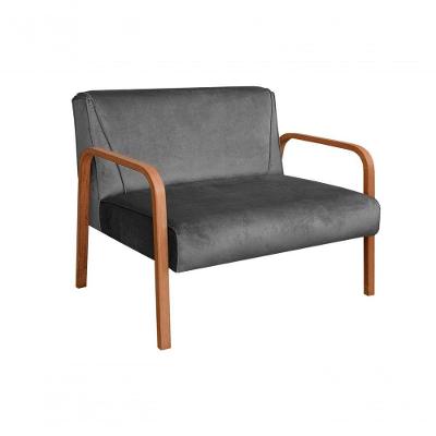 Sofá Anita 2 Lugares 108CM Cinza Veludo Fixo Contemporâneo para Sala Bella Decor
