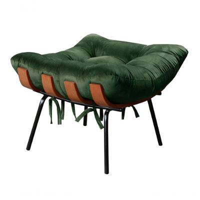 Puff Costela Veludo Verde 270 Retangular Assento Fibra Siliconada Revestimento Bella Decor