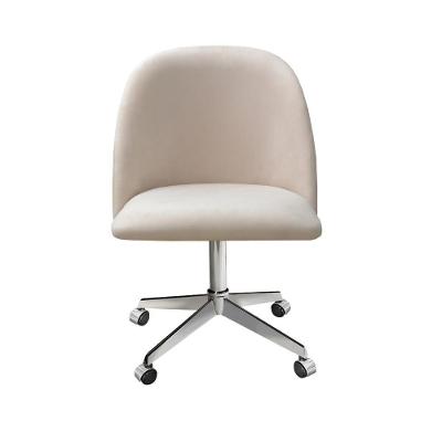 Poltrona Gaia Giratória com Rodinhas Suede Espuma D26 Bege 080 Bella Decor