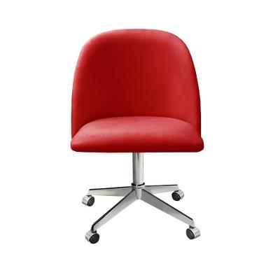Poltrona Gaia Giratória com Rodinhas Suede Vermelho Bella Decor