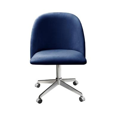 Poltrona Gaia Giratória com Rodinhas Veludo Azul 210 Bella Decor